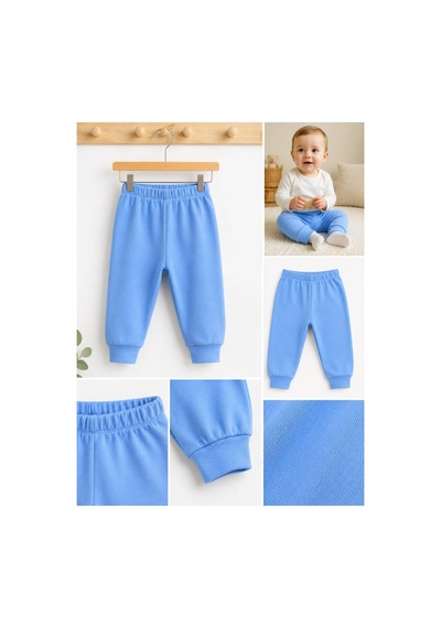 H&c Coolboy H&c %100 Pamuk Penye Bebek Tek Alt Pantalon 0-36 Ay Turkuaz