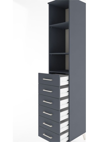 Hyperion Dolap 3 Raflı 6 Çekmeceli 44x44x221 Antrasit-antrasit Antrasit