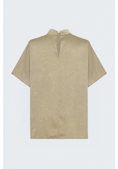 Sateen Yarasa Kol Bluz - Bej-137834