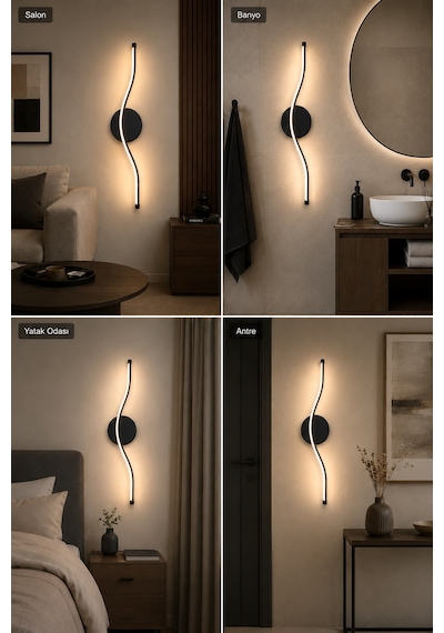 AvizeGO Vetro Modern Led Duvar Apliği Günışığı Siyah