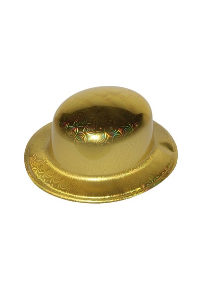 Altın - 842 - Renk Hologramlı Plastik Yuvarlak Melon - Edntrend - 27x24 Cm