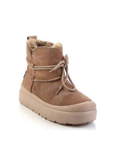 Bambi Vizon Hakiki Deri Kadın Bot & Bootie K02748100202 Vizon