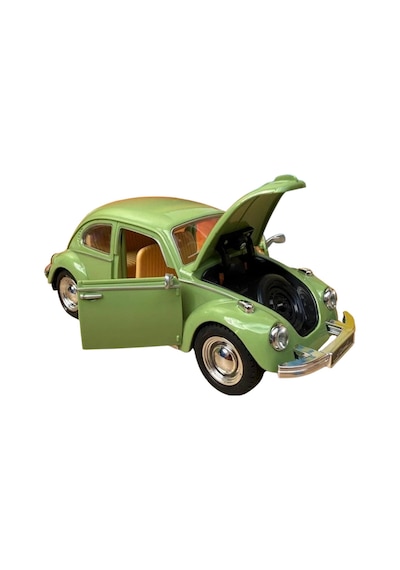 Nostaljik Vosvos Oyuncak Araba - 17cm Büyük Boy - Sesli Işıklı Ve Sürtmeli - Yeşil Model Araba Çok Renkli