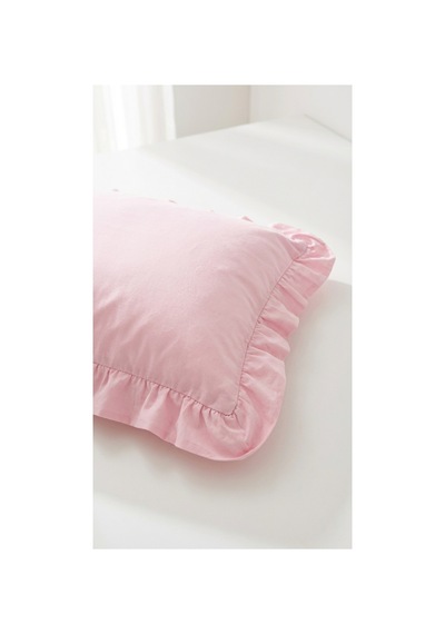 Fırfırlı Pamuklu Kumaş Yastık Kılıfı 50 X 70 Pembe - 719396431 Pembe