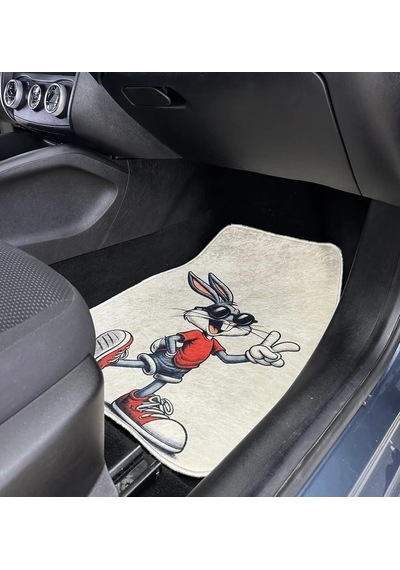 Bugs Bunny Desenli Kaymaz Taban Dekoratif Oto Halı Paspas Üniversal Yıkanabilir Her Araca Uyumlu Ka