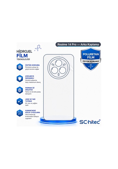 Schitec Realme 14 Pro Uyumlu Arka Yüzey Hidrojel Koruyucu Film 67180888
