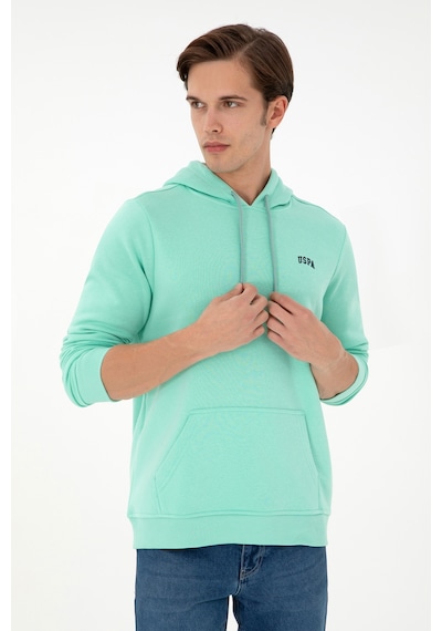 U.S. Polo Assn. Erkek Kapüşonlu Mint Basic Şardonlu Sweatshirt 50295176-VR090