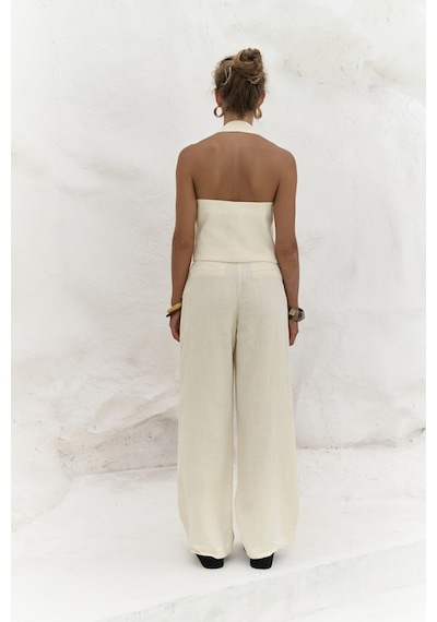 Mai Collection Mai Studios Co. Dena Sırt Dekolteli Sarı Keten Yelek Pantolon Takım Sarı Mai Collection Mai Studios Co. Dena Sırt Dekolteli Sarı Keten Yelek Pantolon Takım Sarı