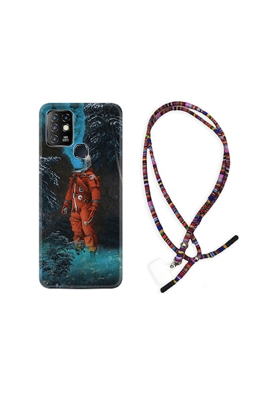 Infinix Hot 8 Kılıf Rasta Boyun Askılı Astronot Smoke 1769