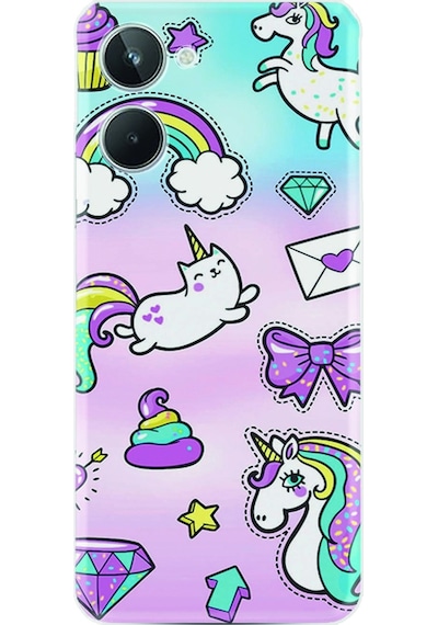 Realme 10 4G Silikon Desen Özel Seri Unicorn Mektup 1800