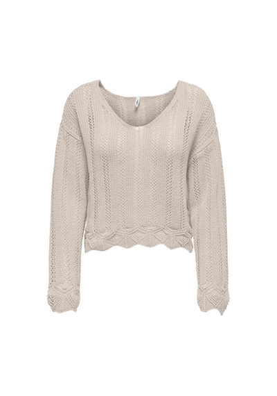 Only Kadın Regular Fit V Yaka Bej Örme Kazak - 15339529 Bej