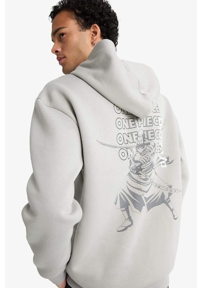 Defacto One Piece Boxy Fit Kapüşonlu Sırt Baskılı Sweatshirt E9297ax25augr454 Gri