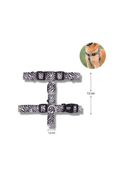 Swissplus Urban Paws Zebra Black Geri Dönüştürülmüş H-tipi Köpek Göğüs Tasması-s Beyaz - Siyah