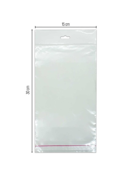 15X30 Sedefli Askılı Askı Kısmı Beyaz Bantlı Opp Parlak-Şeffa