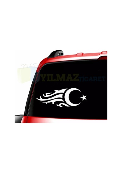 Türk Bayrağı Ay Yıldız Alev Oto Sticker Yapıştırma Etiket 1 Çift