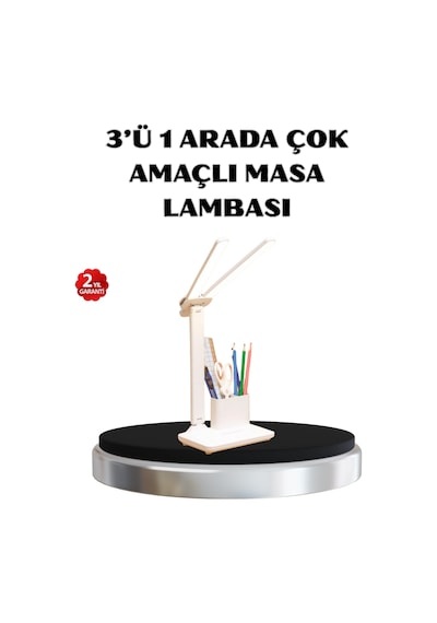 Mey İthalat Kalemlik Ve Telefon Standlı Masa Lambası Kısılabilir Led Işık, Göz Dostu Tasarım Çok Renkli