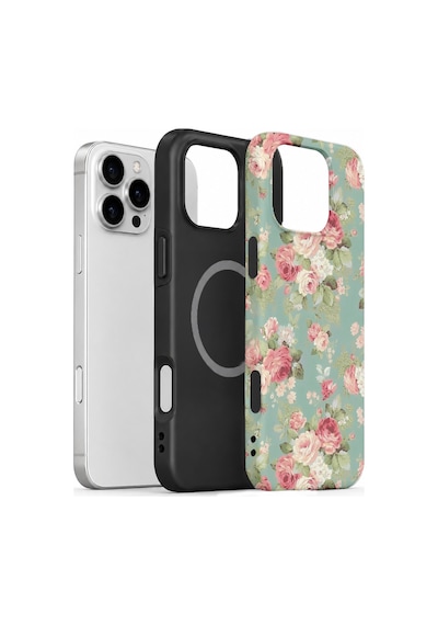 Velvoria Valestra Mint Pembe Gül Apple Apple iPhone Uyumlu 16 Pro Max Magsafe Koruma Kılıfı Valestra Magline - Mint Pembe Gül