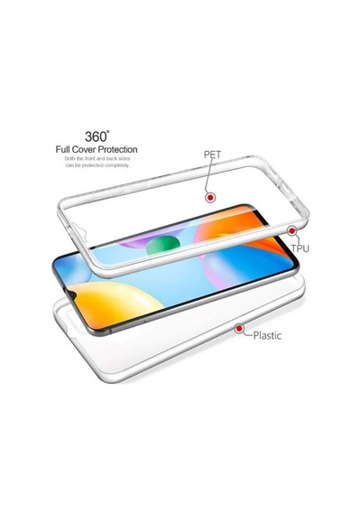 Adige Samsung Galaxy A05s Uyumlu Kılıf Ön Arka 360 Koruma Arka Sert Mika Ön Silikon Şeffaf