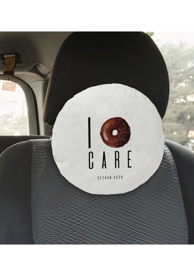 Bk Gift Kişiye Özel I'don't Care Tasarımlı Yuvarlak Araç Koltuk Yastığı-1