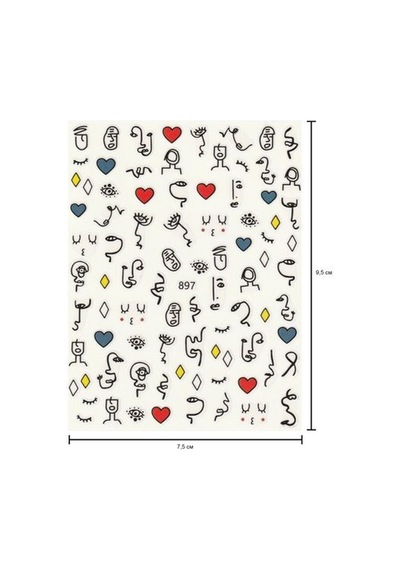 Sanatsal Yüz Ve Çizgiler Tırnak Sticker Tırnak Etiketi Nail Art Jo-897