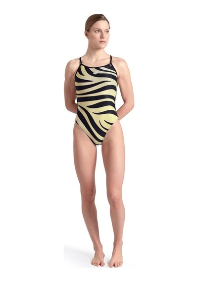 Arena Multi Stripes Swimsuitalylace Back Kadın Yüzücü Mayosu 007158560 Siyah