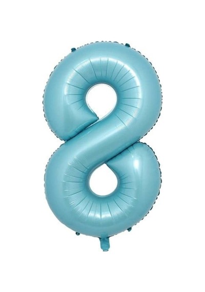 8 Rakam Pastel Mavi Folyo Balon 76 Cm Mavi