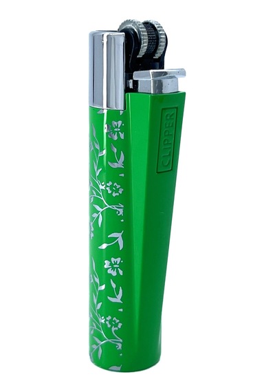 Clipper Green Pattern Metal Çakmak - Yeşil