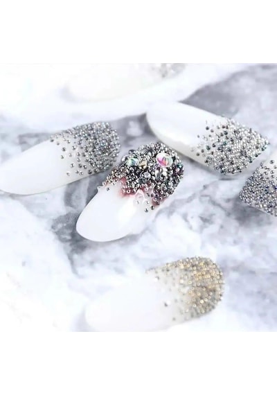 Camlı Havyar Taş Işıltılı Grafit 3 Gr 3d Nail Art Boncuk Süsleme Gri