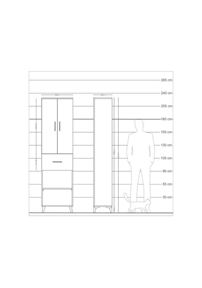 Arges Dolap 4 Raflı Tek Çekmeceli 2 Kapaklı 60x30x221 Çam-çam Çam