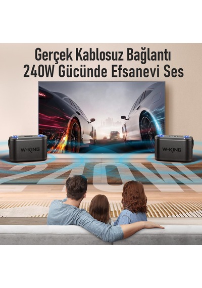 W-kıng H10 Bluetooth Hoparlör, 240w Karaoke Makinesi Boombox, 24 Saate Varan Çalma Süresi, Rec/mikro