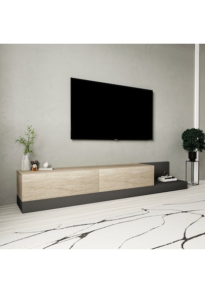 Majör Modern 2 Kapaklı Tv Sehpası 180 Cm Traverten