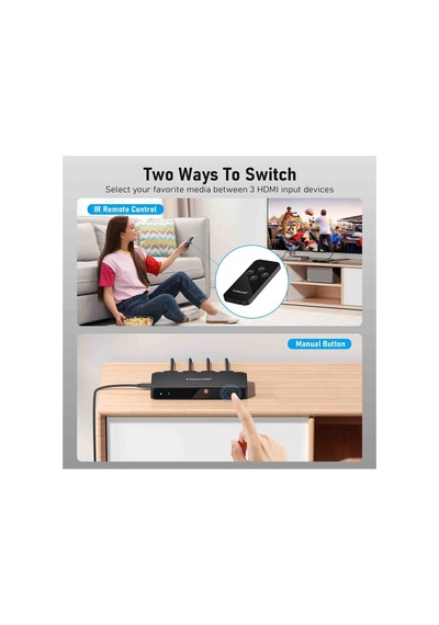 G99, 3 Portlu Hdmı Switch 4k Görüntü Çoklayıcı Aktarıcı - 3 İn 1 Uzaktan Kumandalı 3 Giriş 1 Çıkış