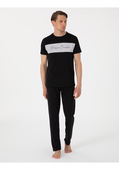 Pierre Cardin %100 Pamuk 6080 Luxury Kısa Kol Erkek Pijama Takımı Siyah