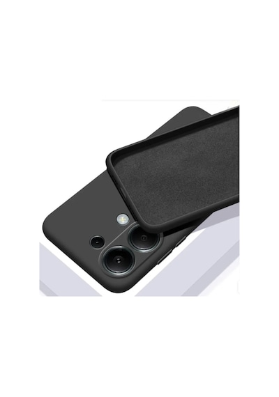 Fibaks Redmi Note 13 4G Uyumlu Kılıf Kadife Lansman Soft Yumuşak Liquid Silikon Kamera Korumalı Kapak Siyah