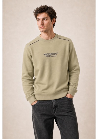 Redline Respect Bisiklet Yaka Regular Fit Kışlık Sweatshirt Bej