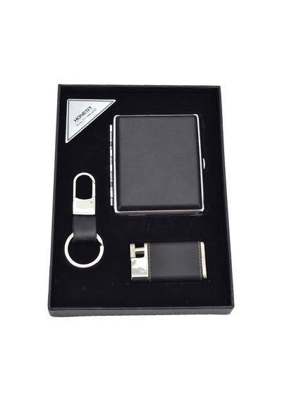 Honest Tabaka Çakmak Anahtarlık Set Siyah