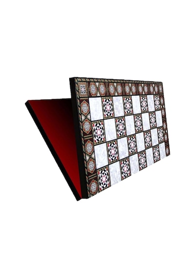 Gifthome Metal Satranç Takımı/seti Büyük,ingiliz,parlak Ve Katlanır Sedef Desenli Satranç Tahtası