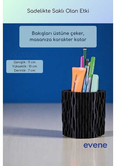 Kalemlik Masa Kalemliği Organizer Kalemlik Siyah Renk Model 78 Çok Renkli