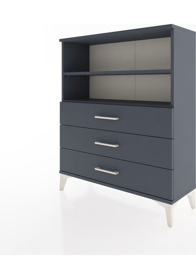 Arges Şifonyer 2 Raflı 3 Çekmeceli 88x30x106 Antrasit-antrasit Antrasit