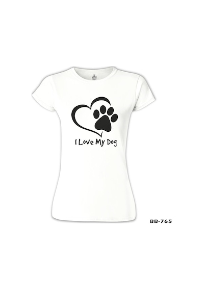 Love My Dog Beyaz Kadın Tshirt 001