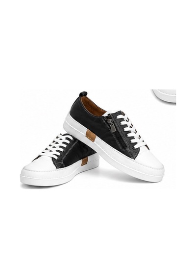 N Napa Shoe Np.8260f.siyah Deri Sneaker Napa Shoe Kadın Hakiki Deri Günlük Comfort Ayakkabı Siyah/beyaz