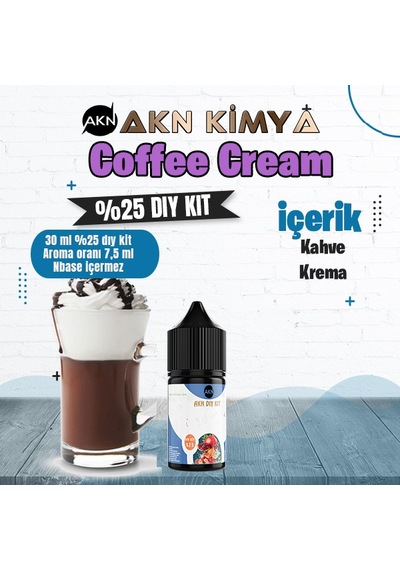 Coffee Cream Yoğun Dıy Kit Kahve Krema Gıda Aroması %25 Oranda Aroma İçerir Hazır Değildir 30 Ml
