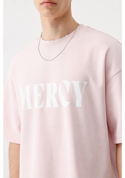 Vamos Baskılı Oversize Tişört V70-140 Pembe