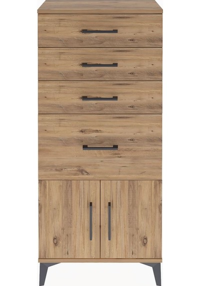 Arges Dolap 4 Çekmeceli 2 Kapaklı 60x30x134 Çam-çam Çam