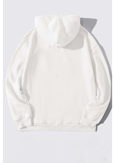 Uyguntarz Unisex Kanagawa Oki Nami Ura Baskılı Sweatshirt beyaz