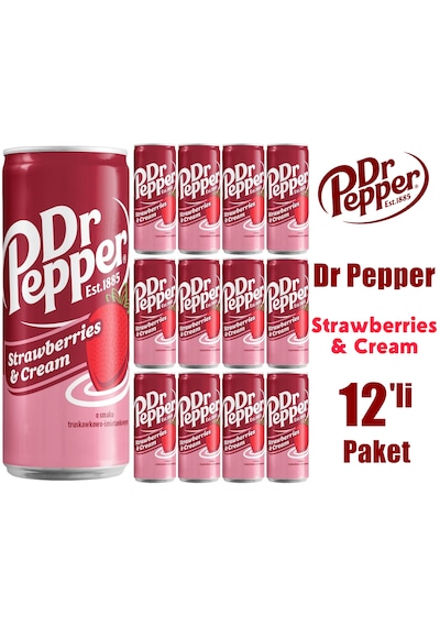 Dr Pepper Strawberries & Cream 330ml 12'li Paket