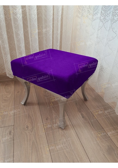 Ayak Ucu Kapı Önü Antre Düz Bench Puf Gümüş Ayak Pembe