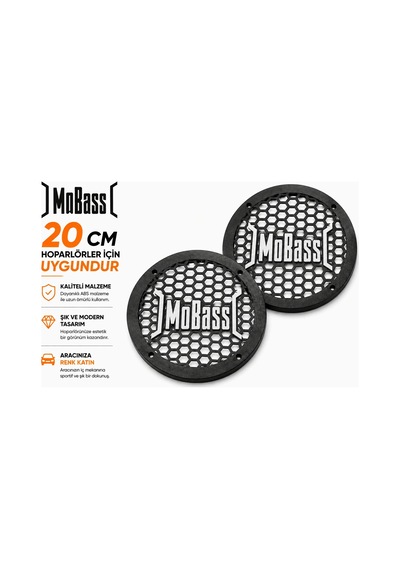 Mobass 20cm Hoparlör Kapağı - Mobass Logolu Kaliteli Plastik Midrange Hoparlör Kapak 20 Cm - 2 Adet