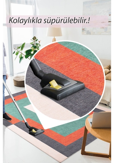 Funk Modern Dokuma Pamuk Polyester Renkli Halı (Al 400)