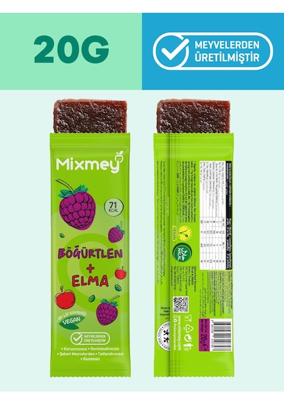 Mixmey Ekşi Sever Meyve Barı – 12 Adet | Atıştırmalıklar – Vegan, Glutensiz (20GR X 12 ADET)